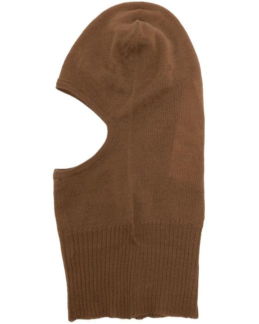 Rick Owens Brown Knitted Wool Balaclava for men