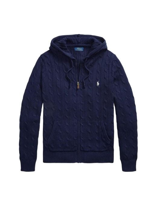 Polo Ralph Lauren Blue Cable-Knit Zip-Up Hoodie for men