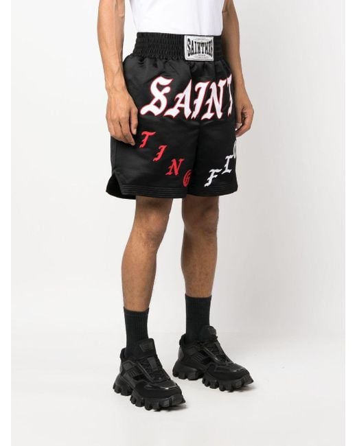 SAINT Mxxxxxx Logo-print Elasticated Track Shorts in Black for Men