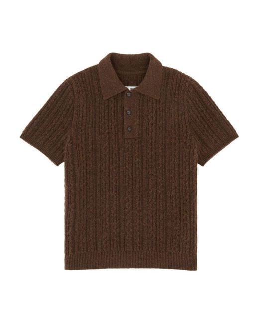 MM6 by Maison Margiela Blue Cable-Knit Polo Shirt for men