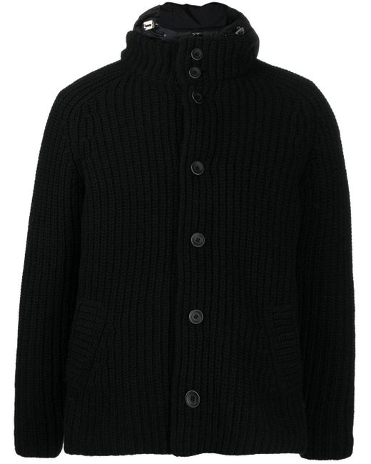 Herno Black Ribbed Button-up Jacket for men