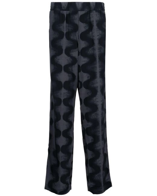McQ Alexander McQueen Blue Abstract-Print Straight-Leg Trousers for men