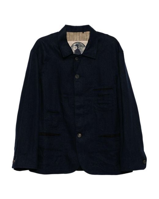 Ziggy Chen Blue Linen Jacket for men