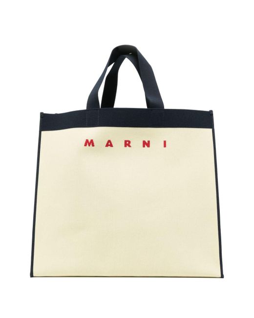 Marni Blue Logo-jacquard Cotton Tote Bag for men