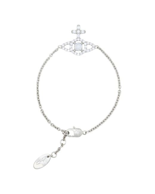 Vivienne Westwood White Olympia Orb Embellished Bracelet for men