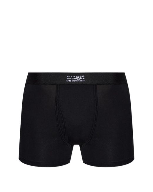 MM6 by Maison Margiela Black Logo-Waistband Boxer Briefs for men