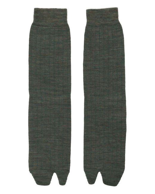 Maison Margiela Green Ribbed Crew Socks