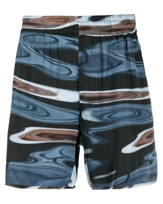 BLUE SKY INN Blue Graphic Print Track Shorts for men