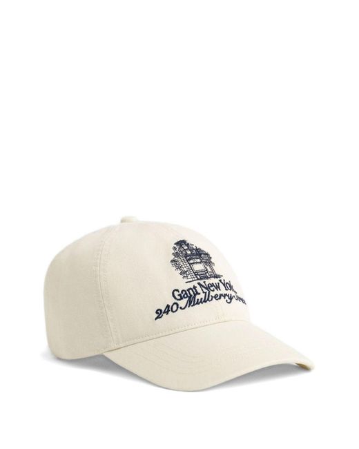 Mulberry White Embroidered Organic-Cotton Cap for men