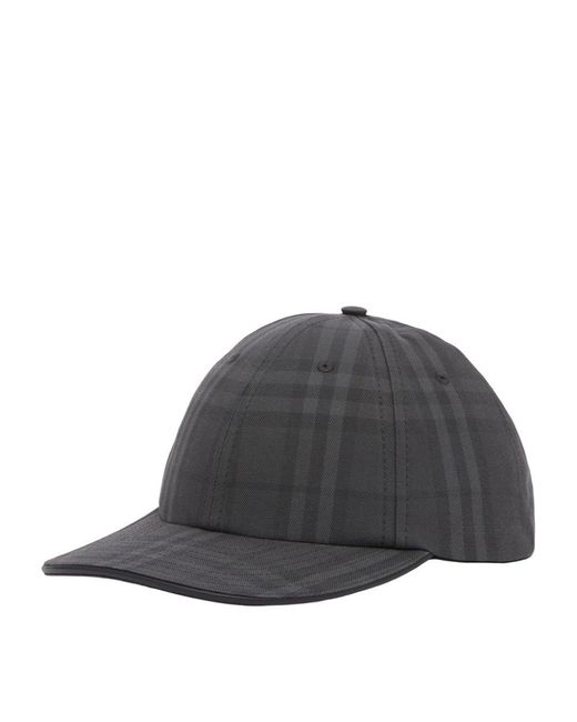 Burberry Gray Cotton Vintage Check Cap for men