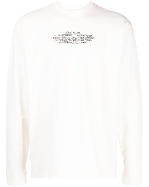 BETHANY WILLIAMS White Logo-Print Long-Sleeved T-Shirt for men