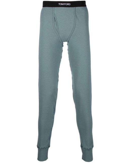 Tom Ford Blue Logo-Waistband Cotton Lounge Pants for men