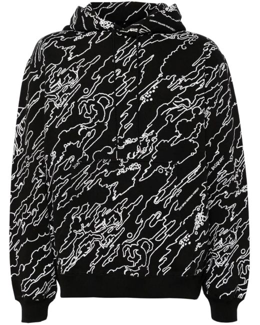 Maharishi Black Graphic-Print Cotton Hoodie for men