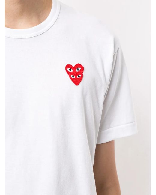 COMME DES GARÇONS PLAY White Double Heart-Patch T-Shirt for men