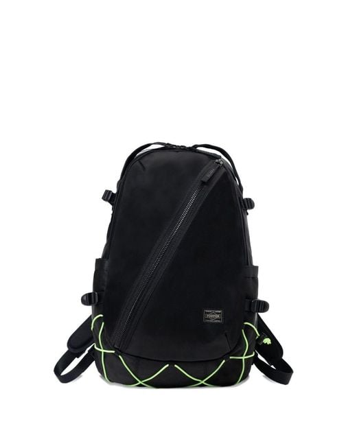 Porter-Yoshida and Co Black Things Diagonal-Zip Cross-Strap Backpack for men