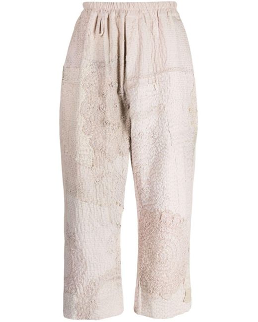 By Walid Natural Gerald Linen Cropped Trousers for men