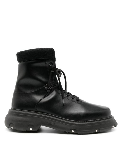 Phileo Black Atlas Lace-Up Ankle Boots for men