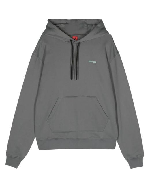 Ferrari Gray Drop-Shoulder Jersey Hoodie for men