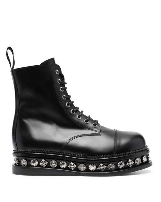 Toga Virilis Black Stud-embellished Platform Leather Boots for men