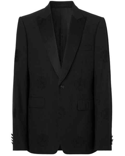 Burberry Black Oak Leaf Crest Jacquard Tuxedo Jacket for men