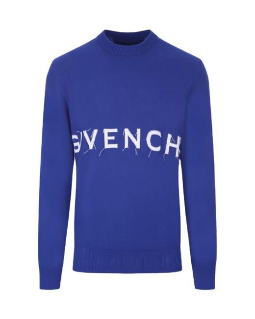 Givenchy Blue Logo Crew-neck Knit 