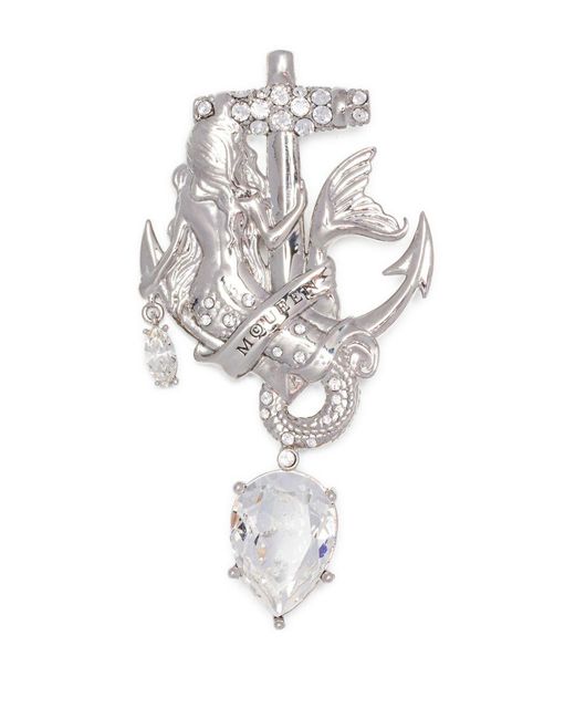 McQueen White Anchor Pin Brooch for men