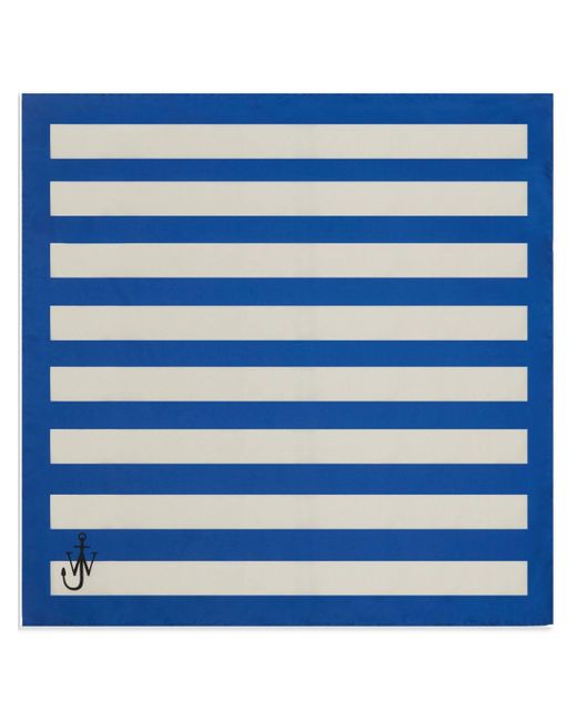 J.W. Anderson Blue Striped Silk Scarf for men