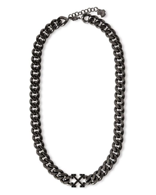 Off-White c/o Virgil Abloh Black Arrows Crystal-Embellished Chain Necklace for men