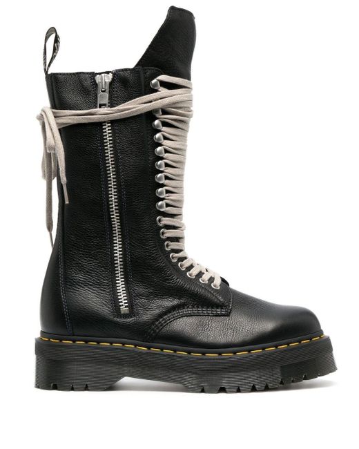 Rick Owens Black X Dr Martens Lace-Up Leather Boots for men