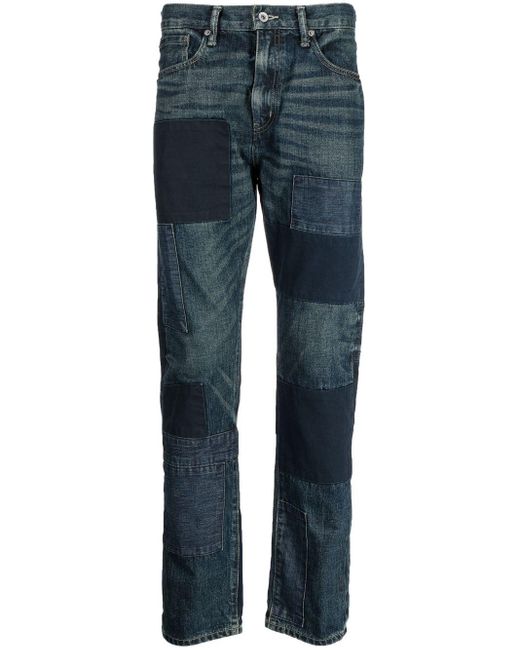 Neighborhood Blue Patch-Detail Washed-Denim Jeans for men
