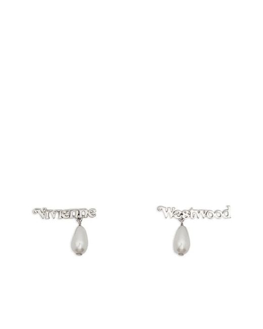 Vivienne Westwood Natural Pearl Embellished Drop Earrings for men