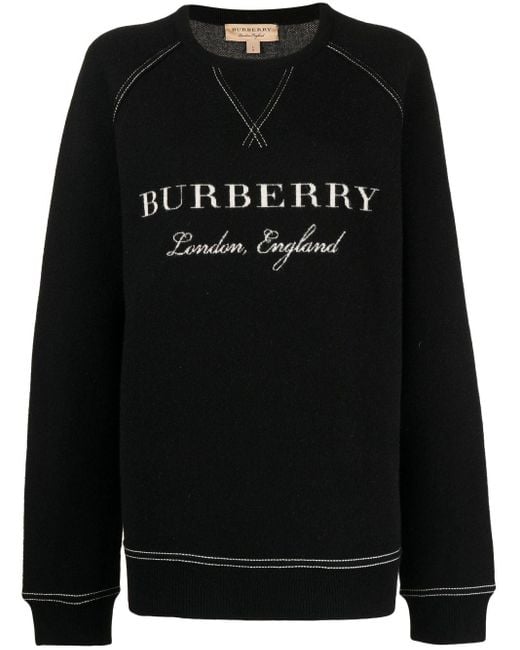 Burberry Black Intarsia-knit Logo Jumper for men