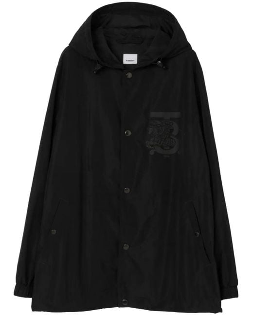Burberry Black Chest Logo-Print Hooded Jacket for men