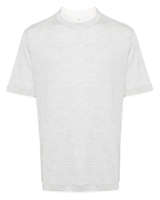 Brunello Cucinelli White Layered Cotton T-shirt for men