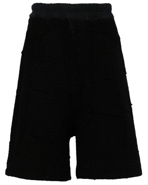 By Walid Black Elasticated-waistband Cotton Shorts for men