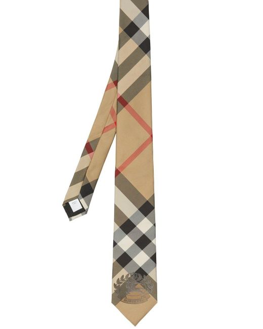 Burberry White Check-print Silk Tie for men