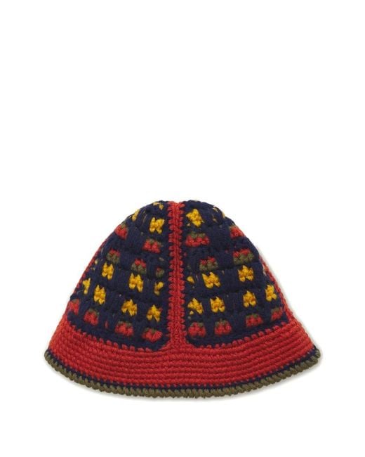 Nicholas Daley Red Patterned Bucket Hat for men