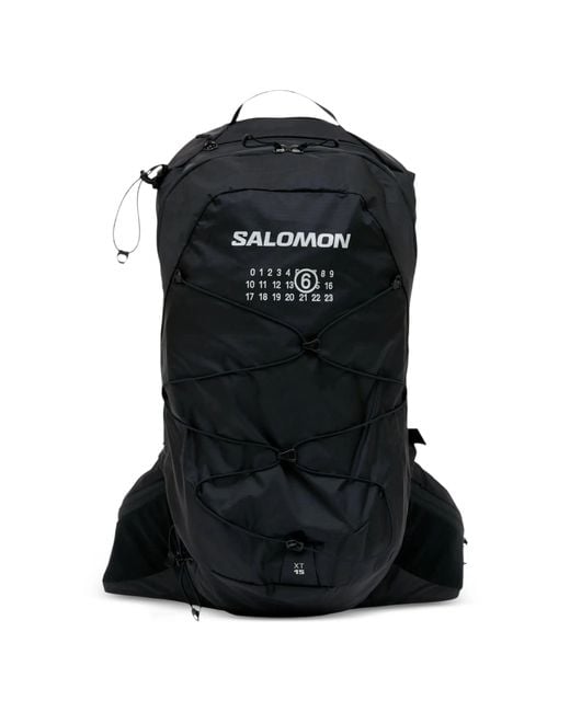 MM6 by Maison Margiela Black X Salomon Xt-15 Backpack Logo-Print Bungee-Cord Backpack for men