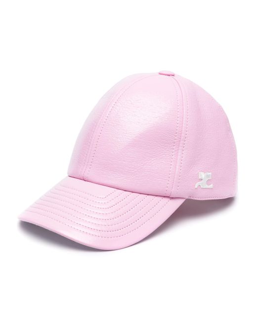 Courreges Pink Logo-embroidered Grained-texture Cap for men