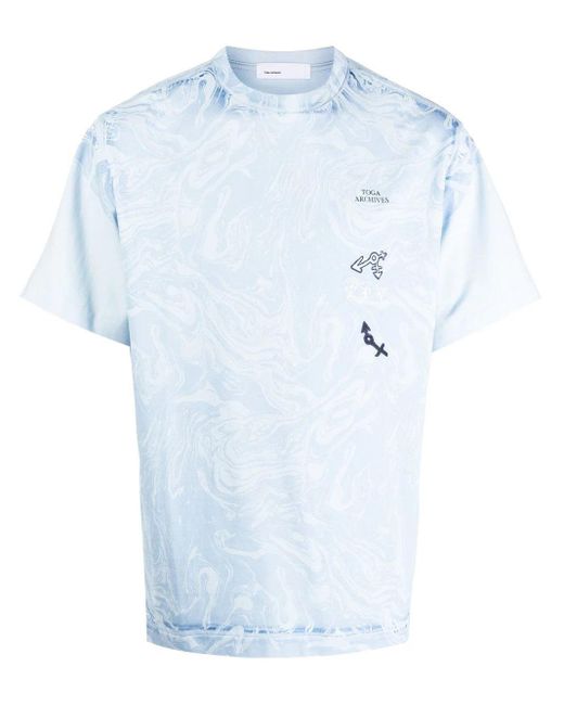Toga Blue Logo-print Short-sleeve T-shirt for men