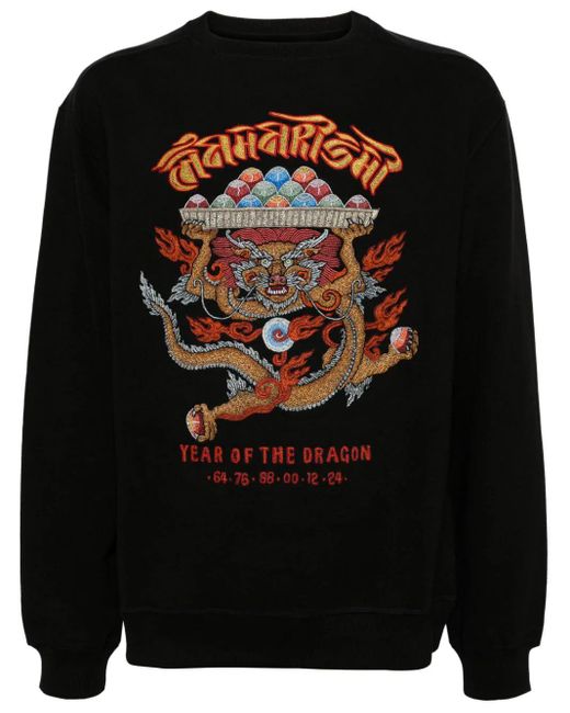 Maharishi Black Abundance Dragon Organic Cotton Sweatshirt for men