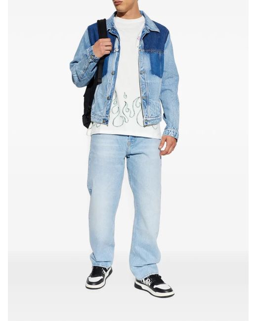 Amiri Blue Ma Quad Flames T-Shirt for men