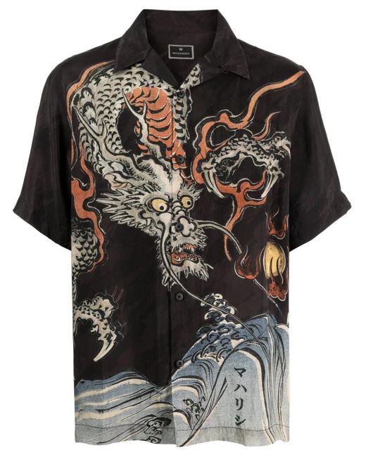 Maharishi Black Sue-ryu Japanese-print Twill Shirt for men