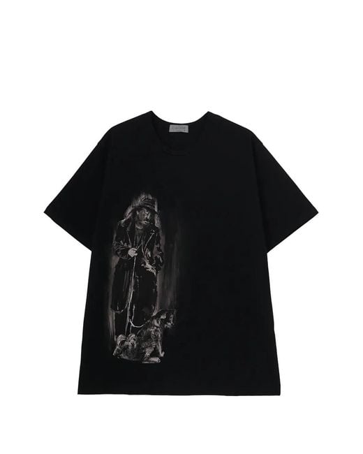 Yohji Yamamoto Black Graphic-Print T-Shirt for men