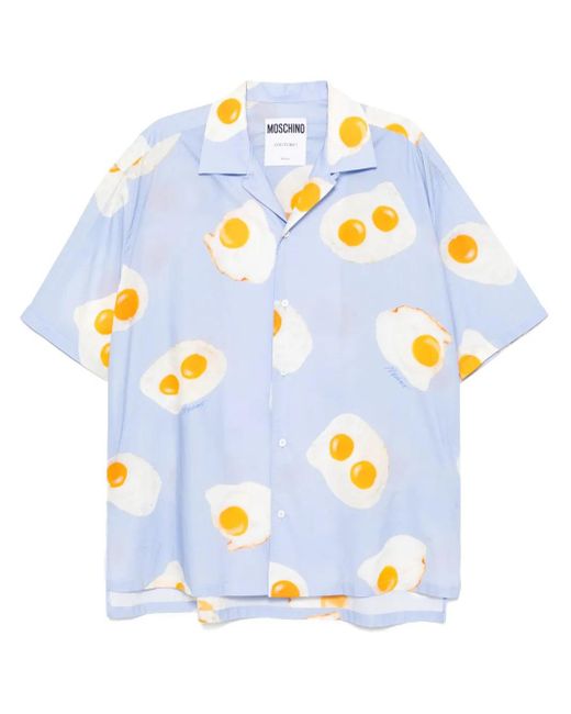 Moschino Blue Graphic-Print Shirt for men