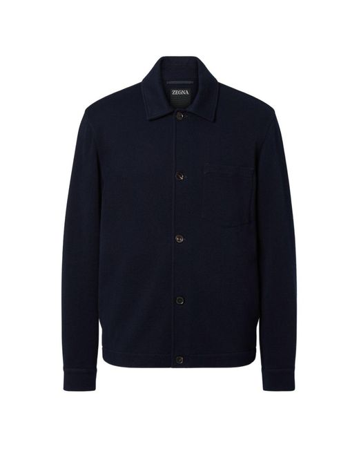 Zegna Blue Pocket Overshirt for men