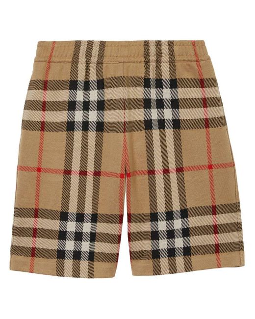 Burberry Natural Check Motif Cotton Shorts for men