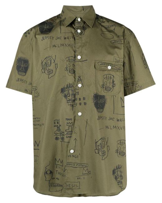 Junya Watanabe Green Graphic-print Short-sleeve Shirt for men