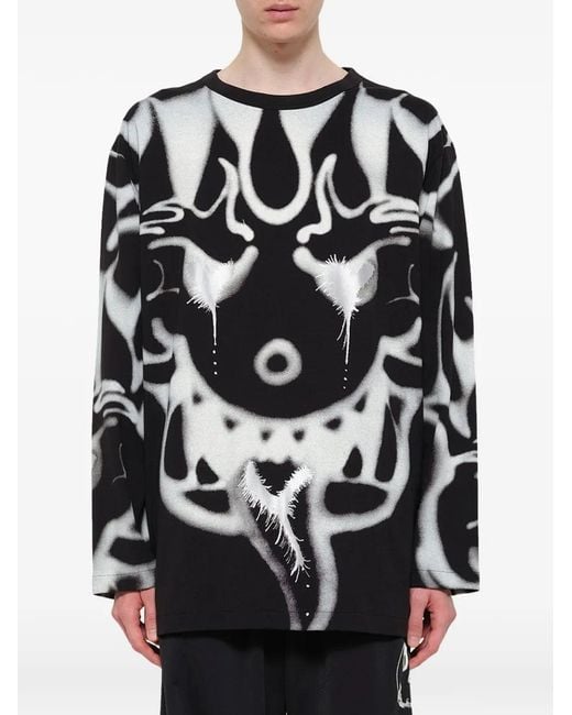 Y-3 Black Chito Graphic Long-Sleeve T-Shirt for men