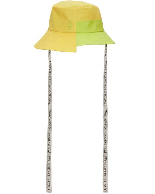 J.W. Anderson Yellow Asymmetric Colour-Block Bucket Hat for men